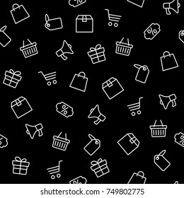 Vector illustration of Black friday icons set on black background
