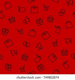 Vector illustration of Black friday icons set on red background