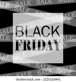 Vector illustration. Black Friday. The inscription is black on the background of a white square. For printing advertising materials, announcements, posters, signs. Sale, discount, promotion.