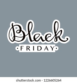 Vector illustration of black friday lettering text for cards, posters, magazines. Black friday lettering typography poster. Black friday lettering template. Web banner for social media mobile apps.