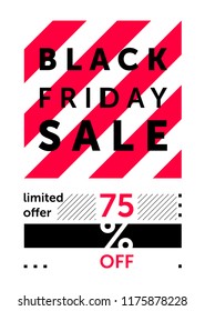 Vector illustration, Black Friday Sale banner design. Modern typography poster.