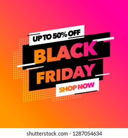 Vector illustration Black Friday Sale banner template design with colorful gradient, Big sale special offer