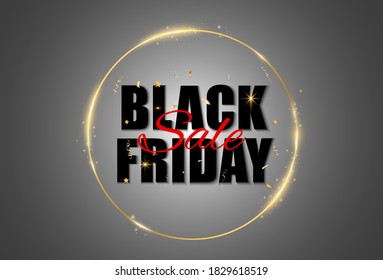 Vector illustration of black friday sale banner on transparent background.
