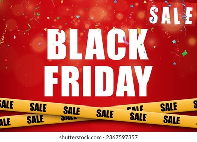 Vector illustration of black friday sale banner on red background.	
