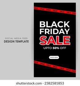 Vector illustration of Black Friday Sale social media feed template