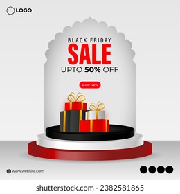Vector illustration of Black Friday Sale social media feed template