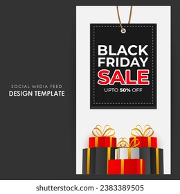 Vector illustration of Black Friday Sale social media feed template