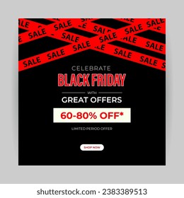 Vector illustration of Black Friday Sale social media feed template