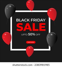 Vector illustration of Black Friday Sale social media feed template