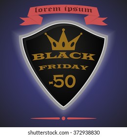A  vector illustration of black Friday sale on a dark blue background