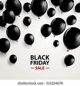 Vector Illustration of a Black Friday Sale Poster with Black Balloons