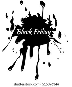 Vector illustration for Black Friday sale.  Text in the center of the ink stain isolated on the white background. Illustration for posters, banners, flyers, web design.