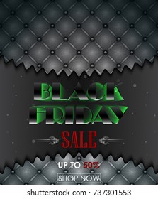 Vector illustration of Black Friday sale with leather upholstery background