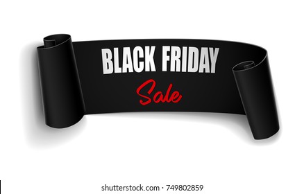 Vector illustration of Black Friday sale background with black ribbon banner
