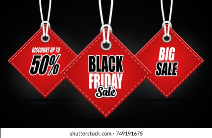 Vector illustration of Black Friday sales tag on black background