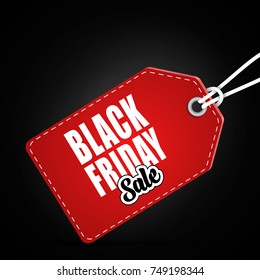 Vector illustration of Black Friday sales tag on black background