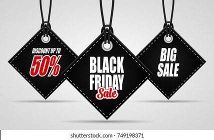 Vector illustration of Black Friday sales tag on white background