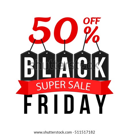 Vector illustration. Black friday. Super sale 50 percent off.