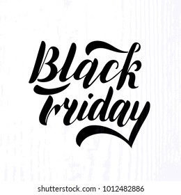 Vector illustration of black friday text for banner template. Black friday hand lettering, isolated on white background. Sale vintage type design. Texture background