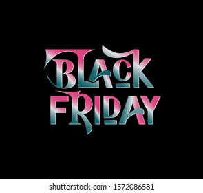 Vector illustration - Black friday. White outline on a black background. Sell-out. Drawn art sign. For banner, logotype, flyer, brochure, invitation, announcement and sale
