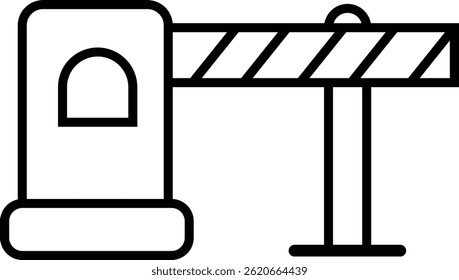 vector illustration of a black gate Construction barrier, road block, black and white illustration, minimalist design, traffic safety equipment, geometric shapes, simple line drawing,