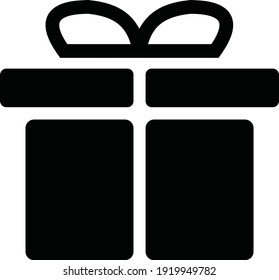 Ilustración vectorial del icono de regalo negro píxel perfecto