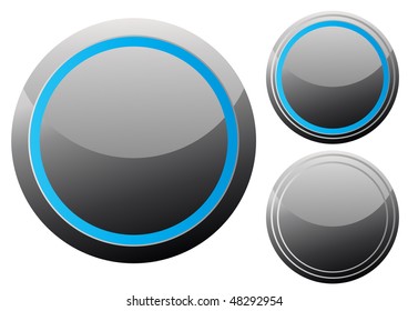 Vector illustration of black glance buttons for web design