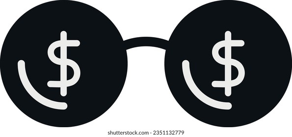 
Ilustración vectorial de gafas negras con símbolo de dólar. Piensen y tengan visión en el dinero.