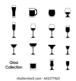 Vector illustration of black glasses set