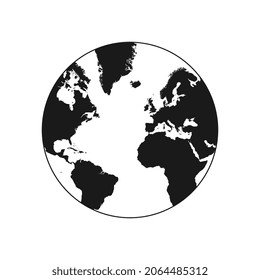 Vector Illustration of Black Globe With Map