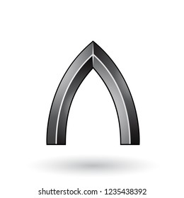 Vector Illustration of Black Glossy Embossed Letter A with a Dark Stroke isolated on a White Background