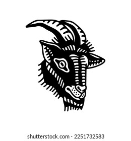 vector illustration of a black goat's head