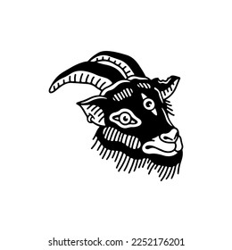 vector illustration of a black goat's head