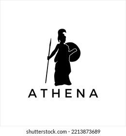 vector illustration of black goddess Athena logo icon on white background