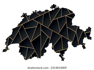 Vektorgrafik der schwarz-goldfarbenen Schweiz-Karte