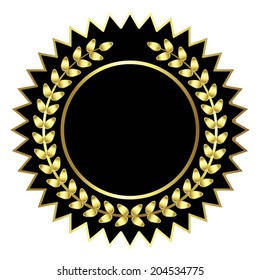 Vector illustration of Black - gold label