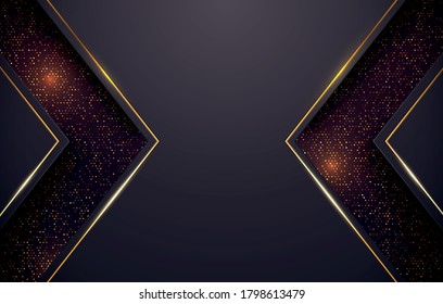 Vector Illustration Black And Gold Technology Background. Dark Sparkle Texture.