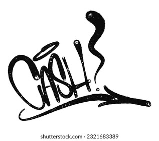 Vector illustration Black graffiti tag lettering aerosol can spray paint
