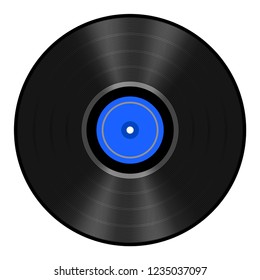 Vector illustration of the black gramophone vinyl music record disc, It's old technology on white background.