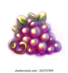 Vector illustration of black grape on white background