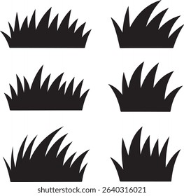 Vector illustration of black grass silhouettes on white background suitable for design elements and decorative purposes