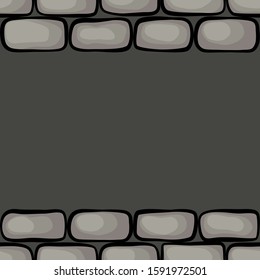 Vector illustration of black gray brick wall with space in middle seamless.