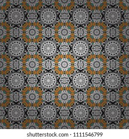 Vector illustration. Black, gray and brown abstract background painted geometry shine and layer element seamless pattern.