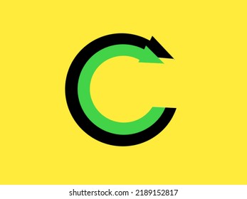 Ilustración vectorial de una flecha negra y verde sobre un fondo amarillo, Indonesia.