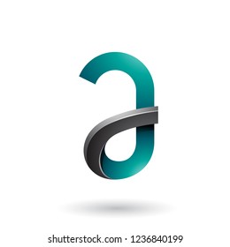 Vector Illustration of Black and Green Bold Curvy Letter A isolated on a White Background