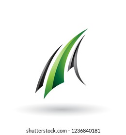 Vector Illustration of Black and Green Glossy Flying Letter A isolated on a White Background