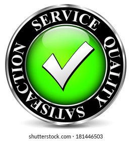 Vector illustration of black and green icon for best quality and service