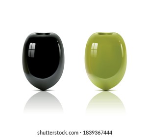 Vector illustration of black and green olives.