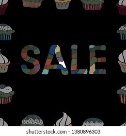 Vector illustration. Illustration in black, green and white colors. Seamless. Special Offer Sale Paper Tag, Banner, Poster or Flyer design on black, green and white background, Creative.