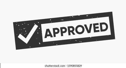 Vector Illustration Black Grunge Approved Stamp With Checkmark